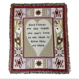 Primative Large Tapestry Rustic Sampler Cabincore Farmhouse Friend Angels